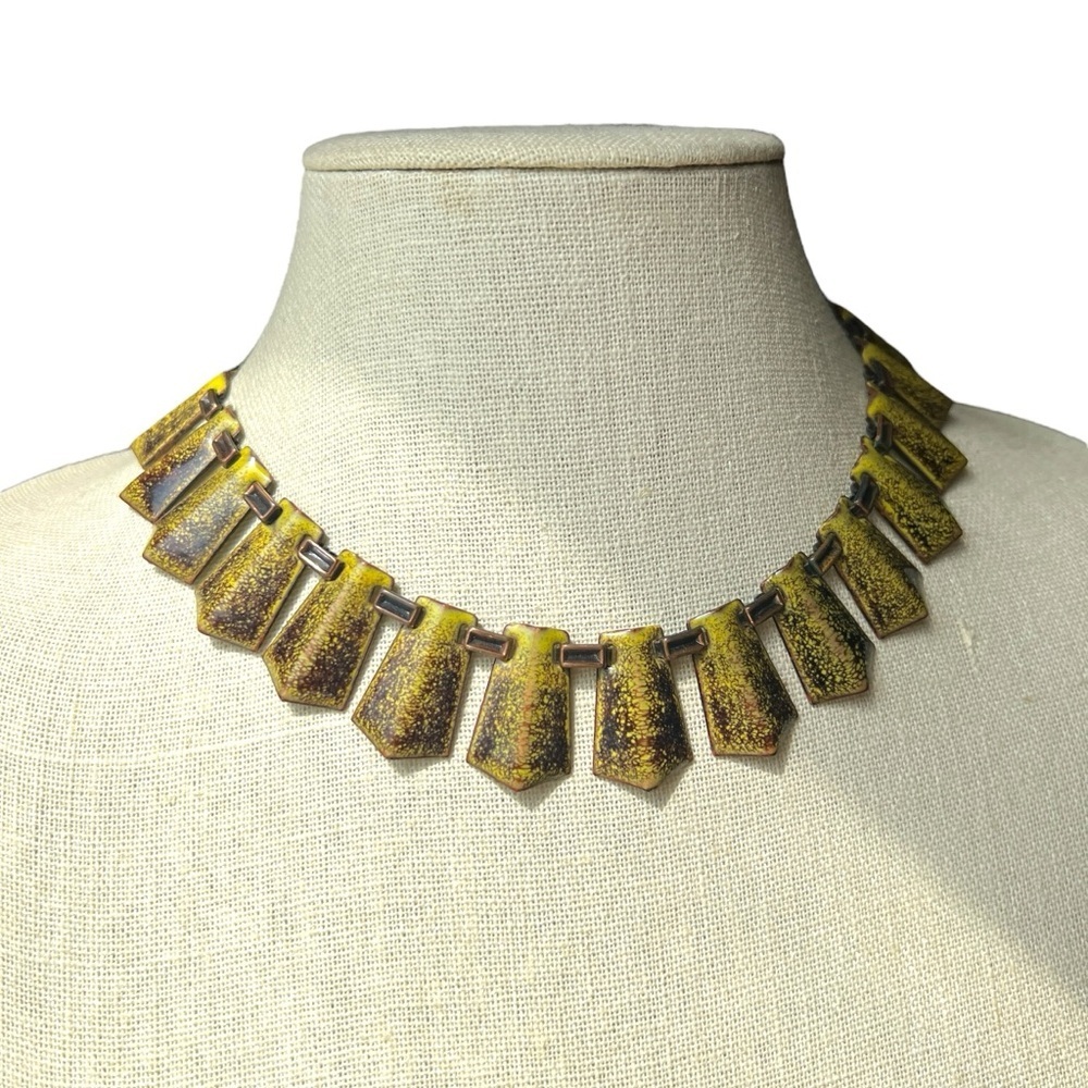 Rare Matisse Copper and Enamel Choker Necklace Mid-Century Brutalist Jewelry